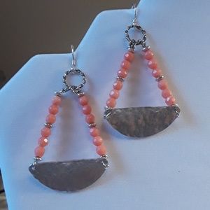 NWT new Hammered half circles and coral Earrings